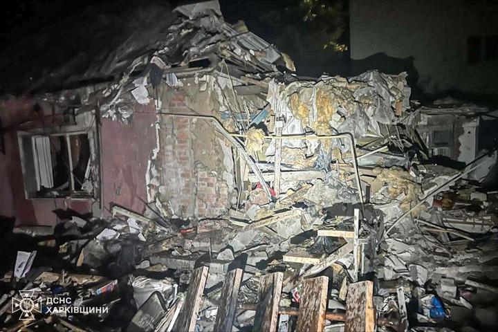 The aftermath of a drone strike on a private home