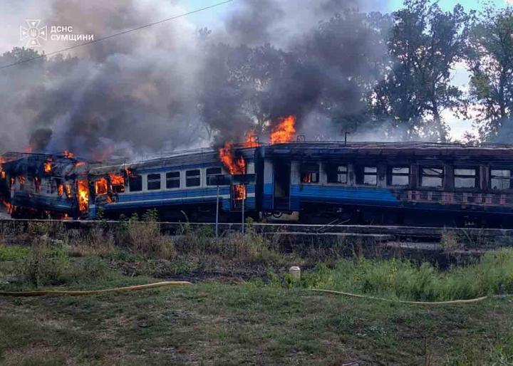 Russian attack on commuter train in Sumy region injures 10 passengers