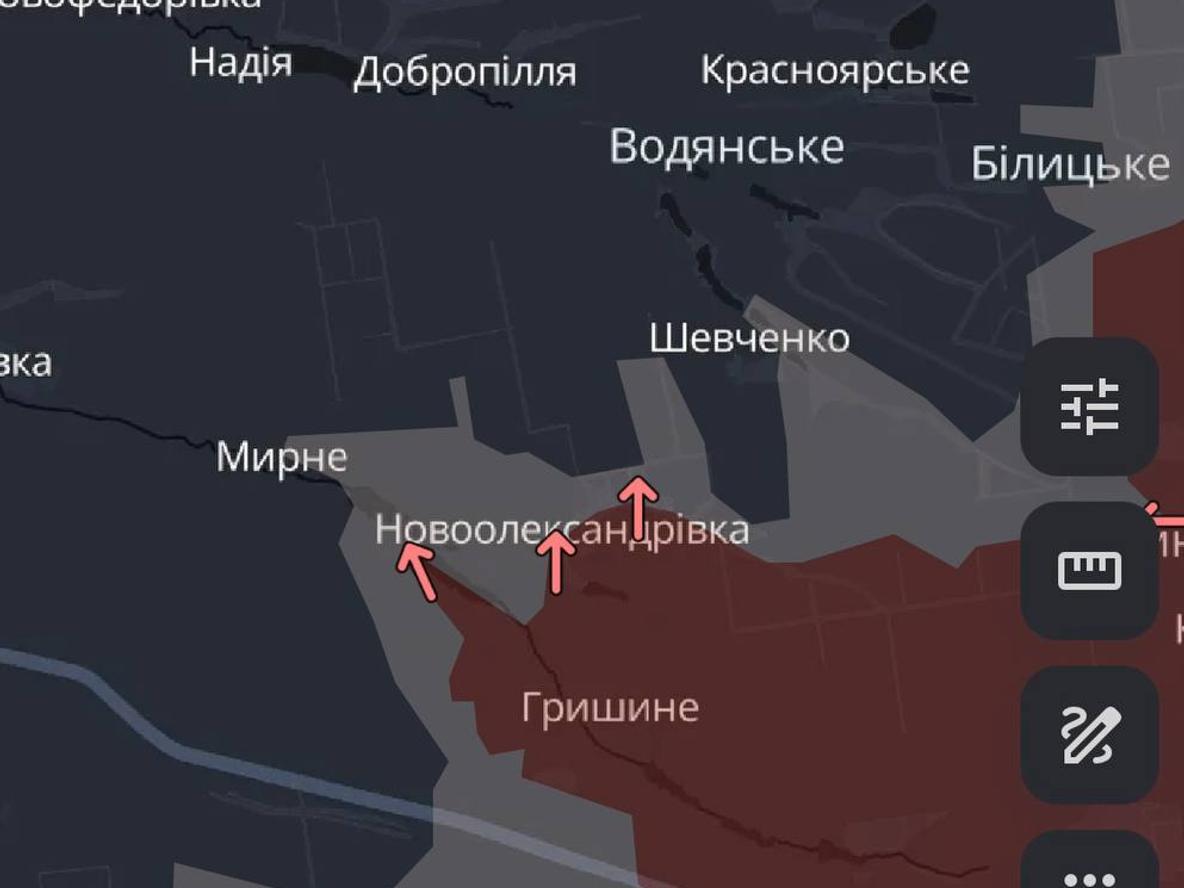 Russian troops have advanced near Novooleksandrivka in the Donetsk region, according to DeepState