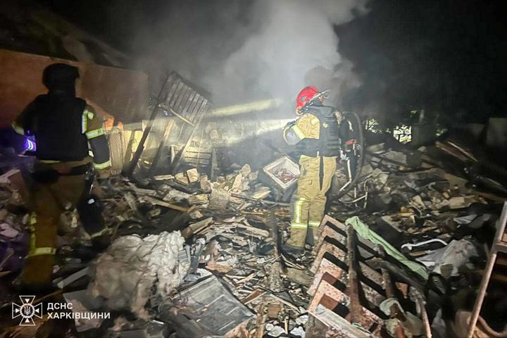 The aftermath of a drone strike on a private home