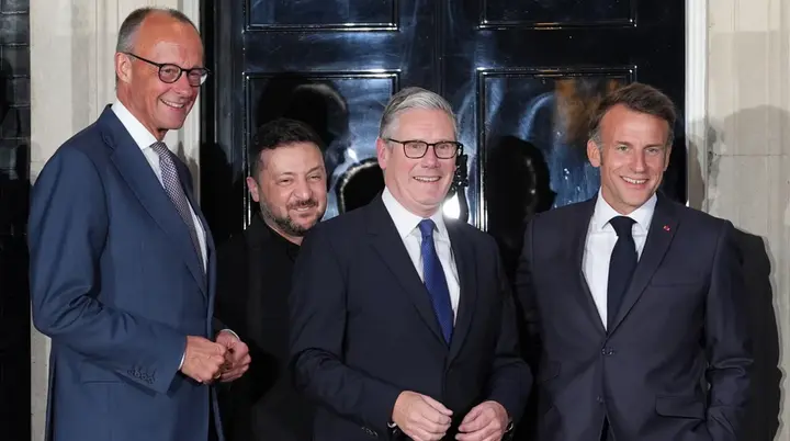 Мерц, Зеленський, Стармер і Макрон після зустрічі 7 червня