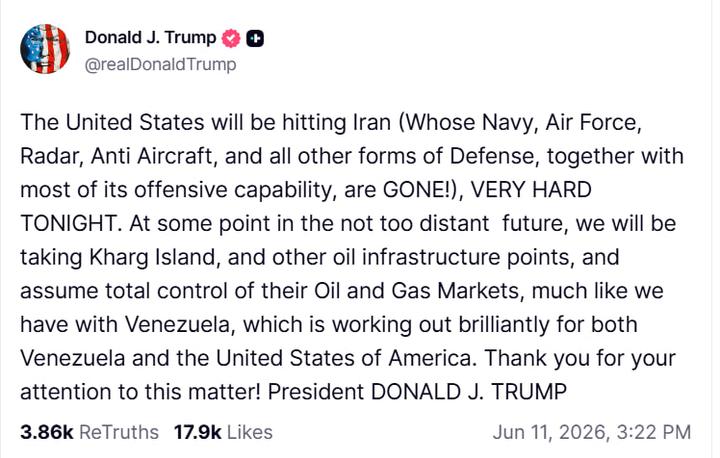 Трамп написав у Truth Social